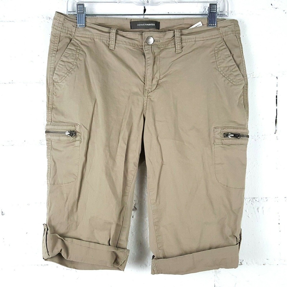Denver Hayes Shorts Women's Size 8 Tan Mia Mid Rise Bermuda Walking Shorts Camp